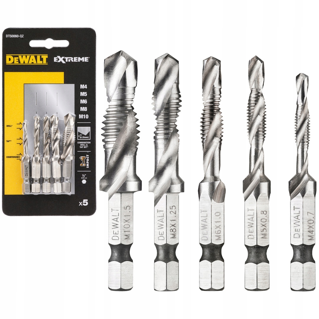 

Zestaw 5 wierteł gwintujących M4-10 DeWALT DT50060