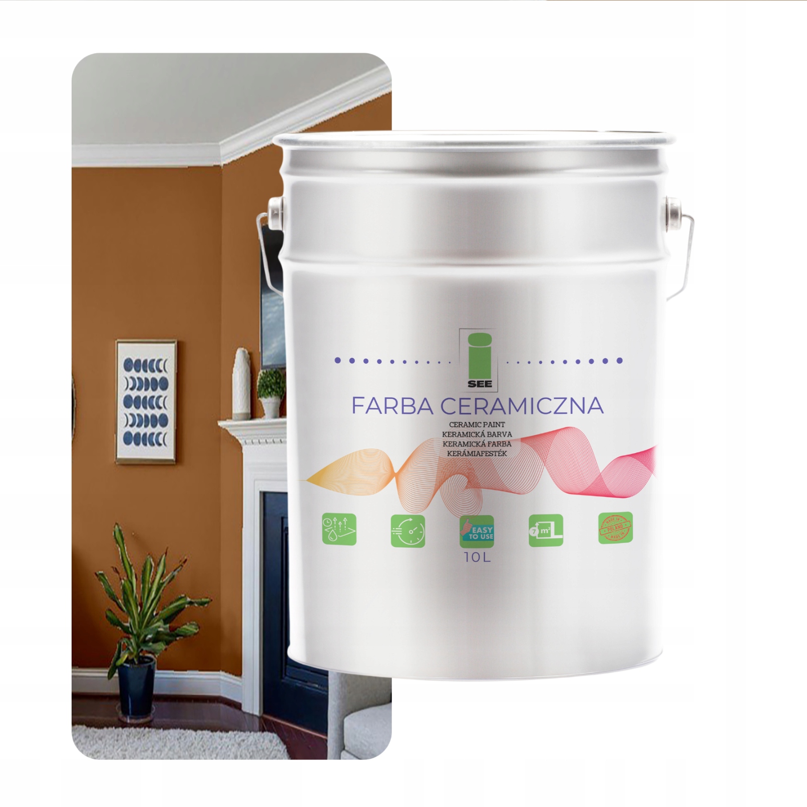 Keramická Umývateľná Nástenná Farba Hnedá Béžová 10 L Odolná Voči Škvrnám