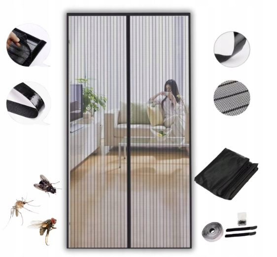MOSKITIERA MAGNETYCZNA SIATKA NA MAGNES 210x100cm DRZWIOWA