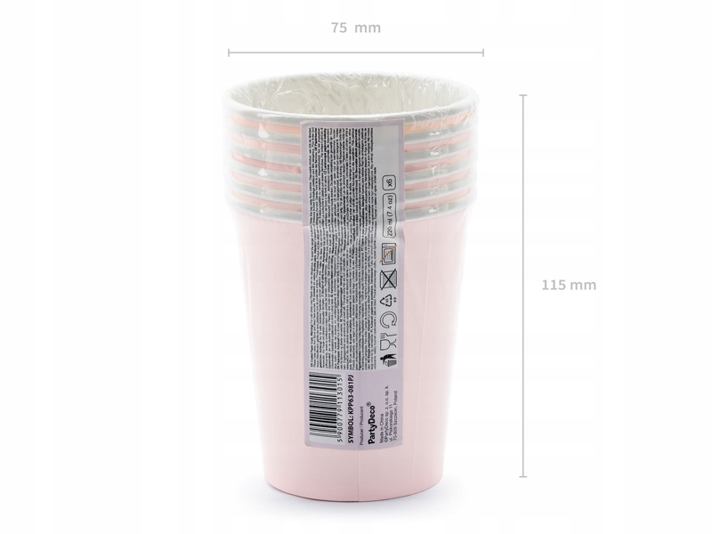 Kubki Happy B'day! kubeczki imprezowe urodzinowe holo różowe 220ml/6szt Liczba sztuk w opakowaniu 6 szt.