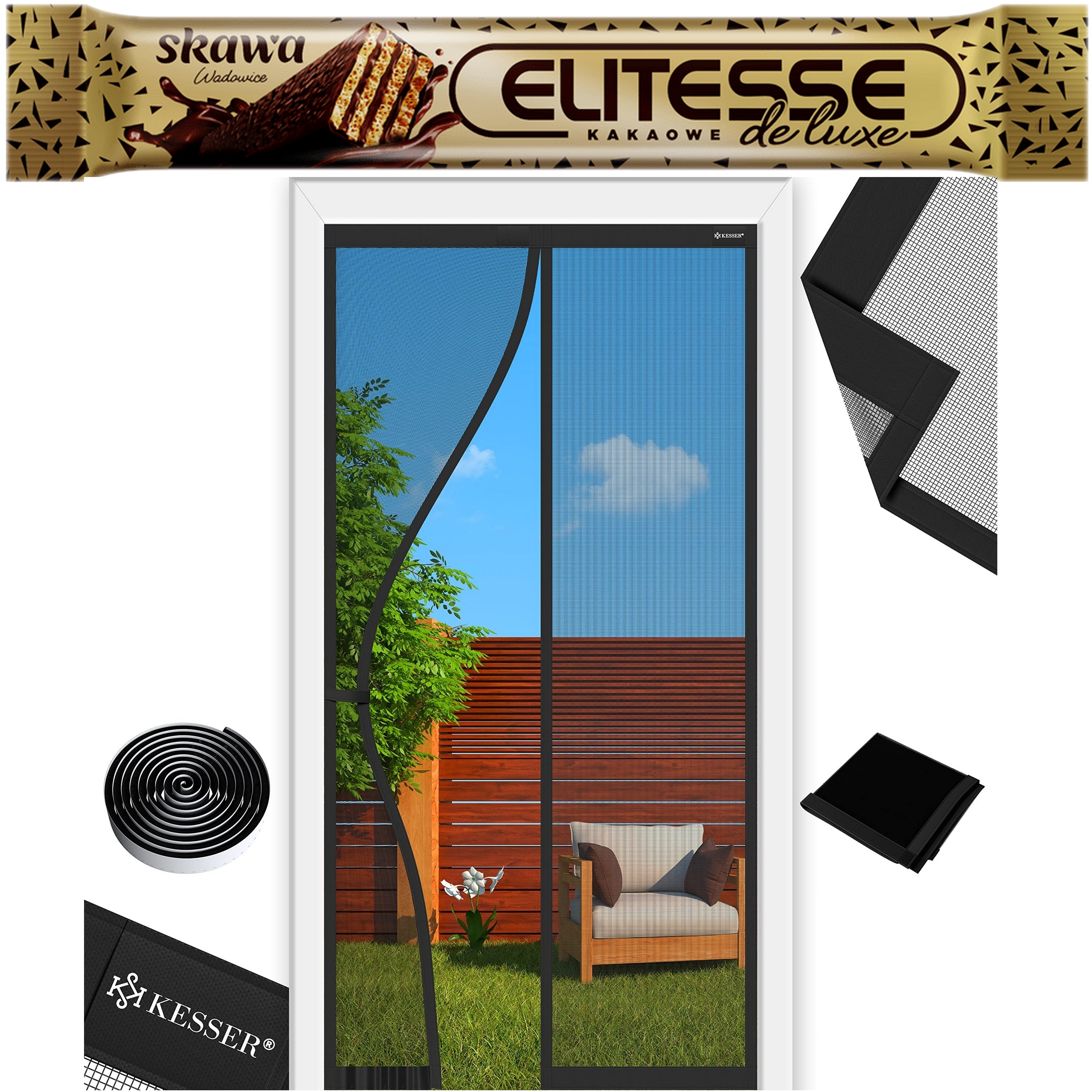 Moskytiéra na dveře do okna 100 cm x 210 cm černá Kesser