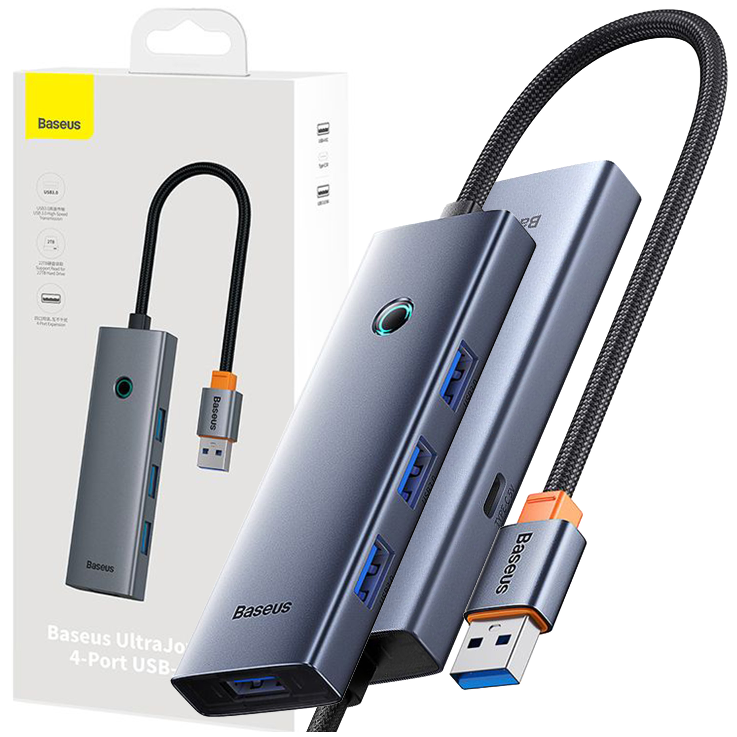 Hub Usb- A Baseus UltraJoy Series 4xUSB- A 3. 0 1xUSB- C 5V szary Baseus