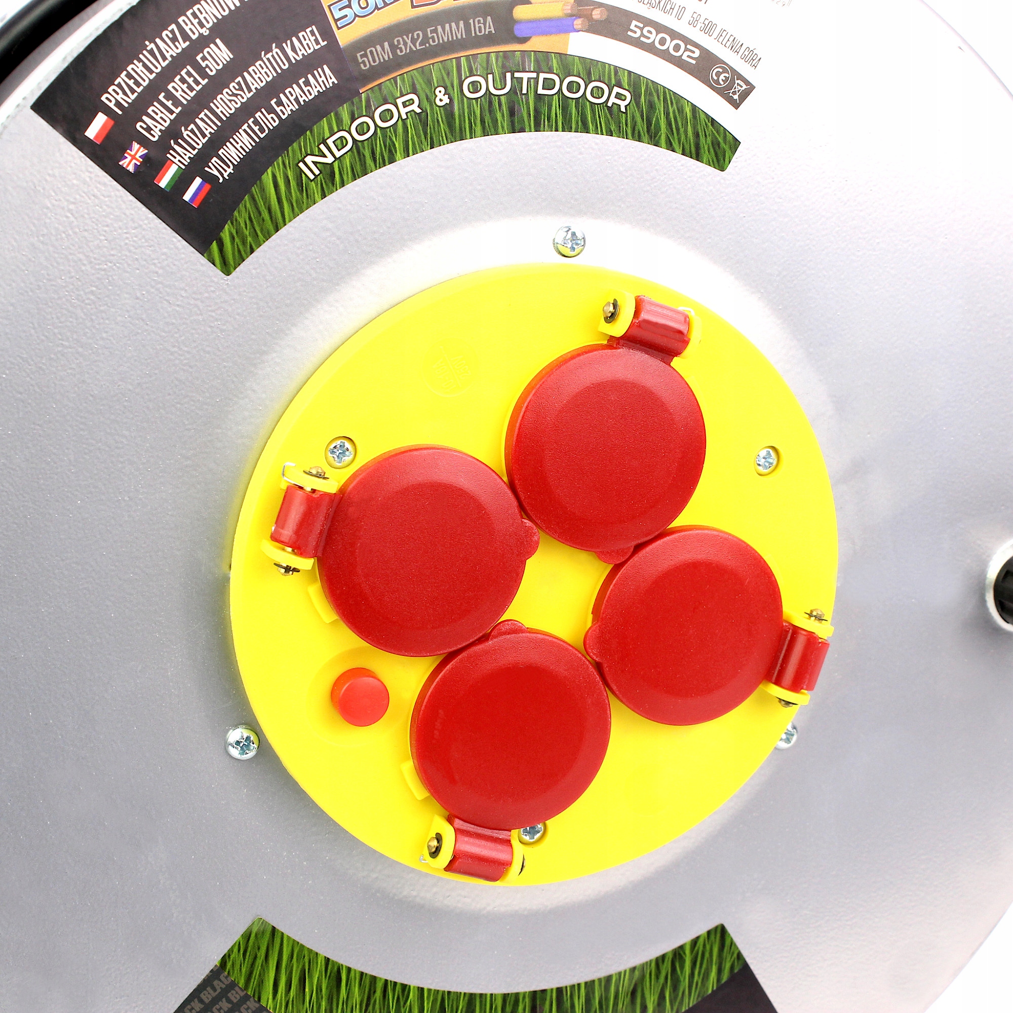 PRZEDŁUŻACZ BĘBNOWY 50m METALOWY BĘBEN 3x2.5 GRUBY Kod producenta PRZEDŁUŻACZ OGRODOWY BUDOWLANY POLSKI50m