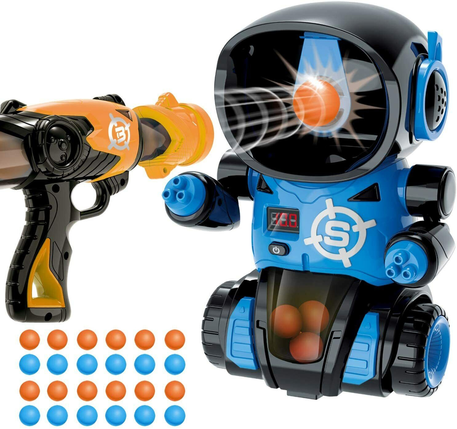 GRA ZRĘCZNOŚCIOWA GŁODNY ROBOT STRZELANIE DO CELU + 2x PISTOLETY i KULKI Bohater Inny