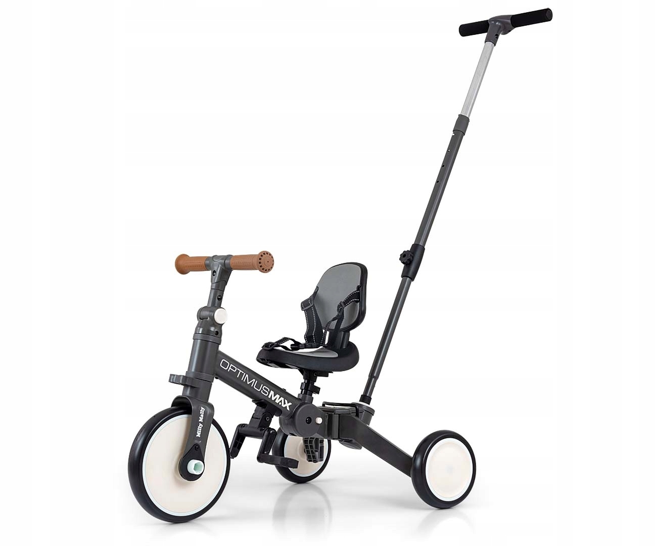 Rowerek Trójkołowy 5W1 Optimus Max Dark Grey Milly Mally