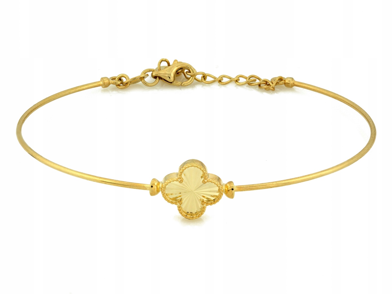 Náramek zlatý tuhý 585 s regulací, módní Květinka r16 květ 2.94 g