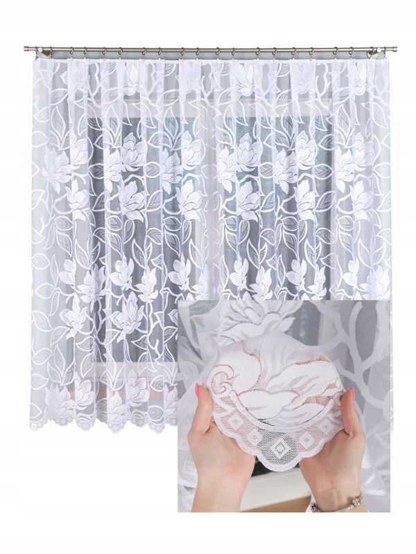 Záclony s páskou Záclona Žakard Květina Záclona s páskou na žabky, šířka 320x150