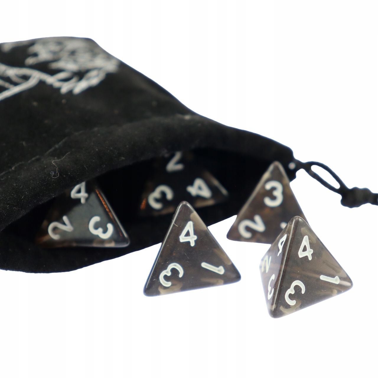 ZESTAW 5 KOSTEK K4 RPG OBSYDIANOWA STRAŻNICA KOŚĆ CZTEROŚCIENNA Producent RGFK