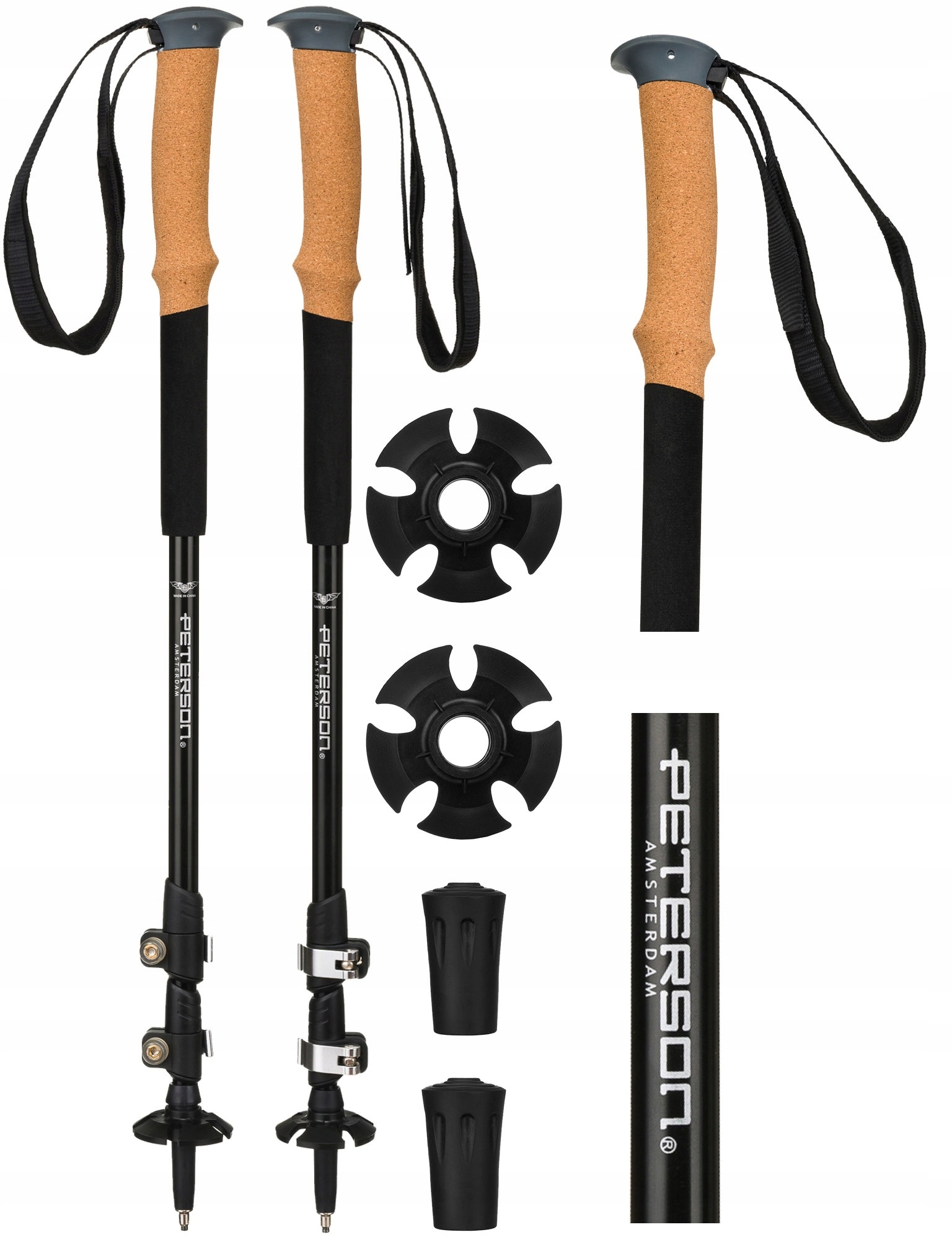 Trekové hole nordic walking skládací, nastavitelné, lehké Peterson