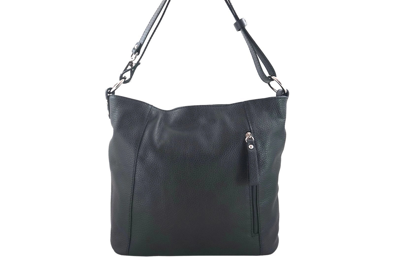 Prostorná kožená taška na rameno černá