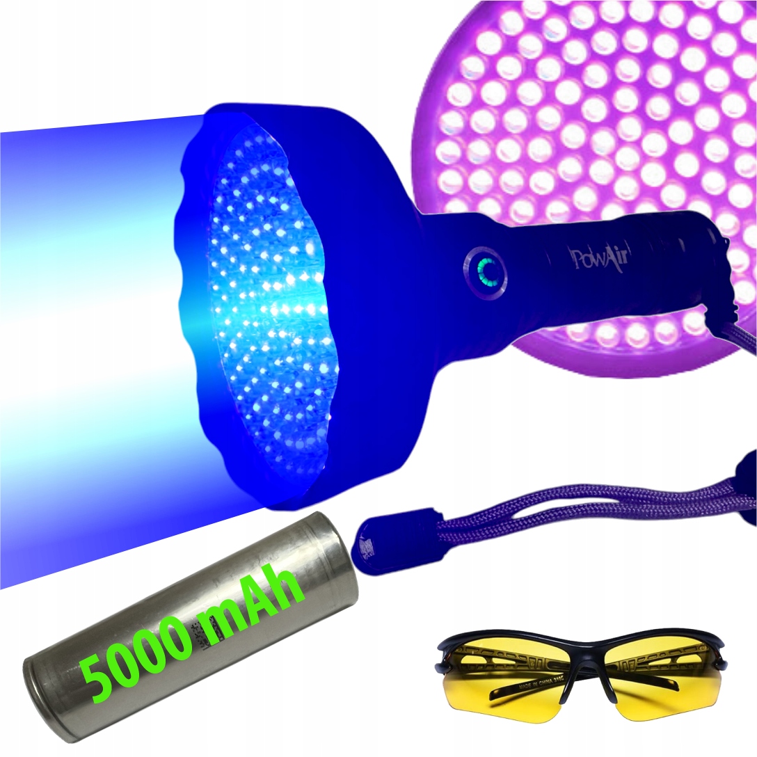 Detektor Uv 128LED z Akumulatorem 5000mAh Usb C PowAir +okulary Uv Bursztyn