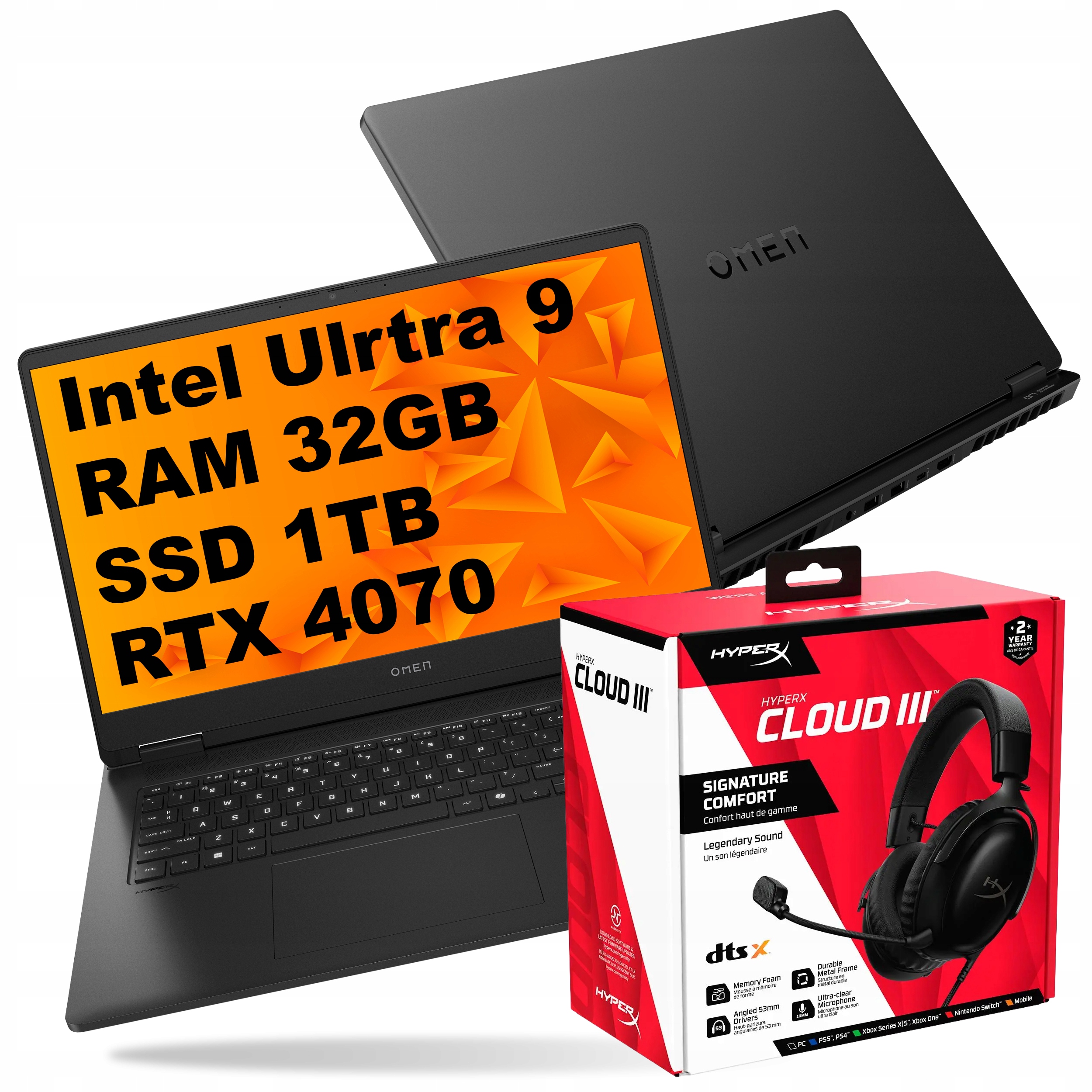 Notebook pro hry Hp Omen 14 Ultra 9 32 Gb 1TB Rtx 4070 W11 sluchátka Hyper X 3