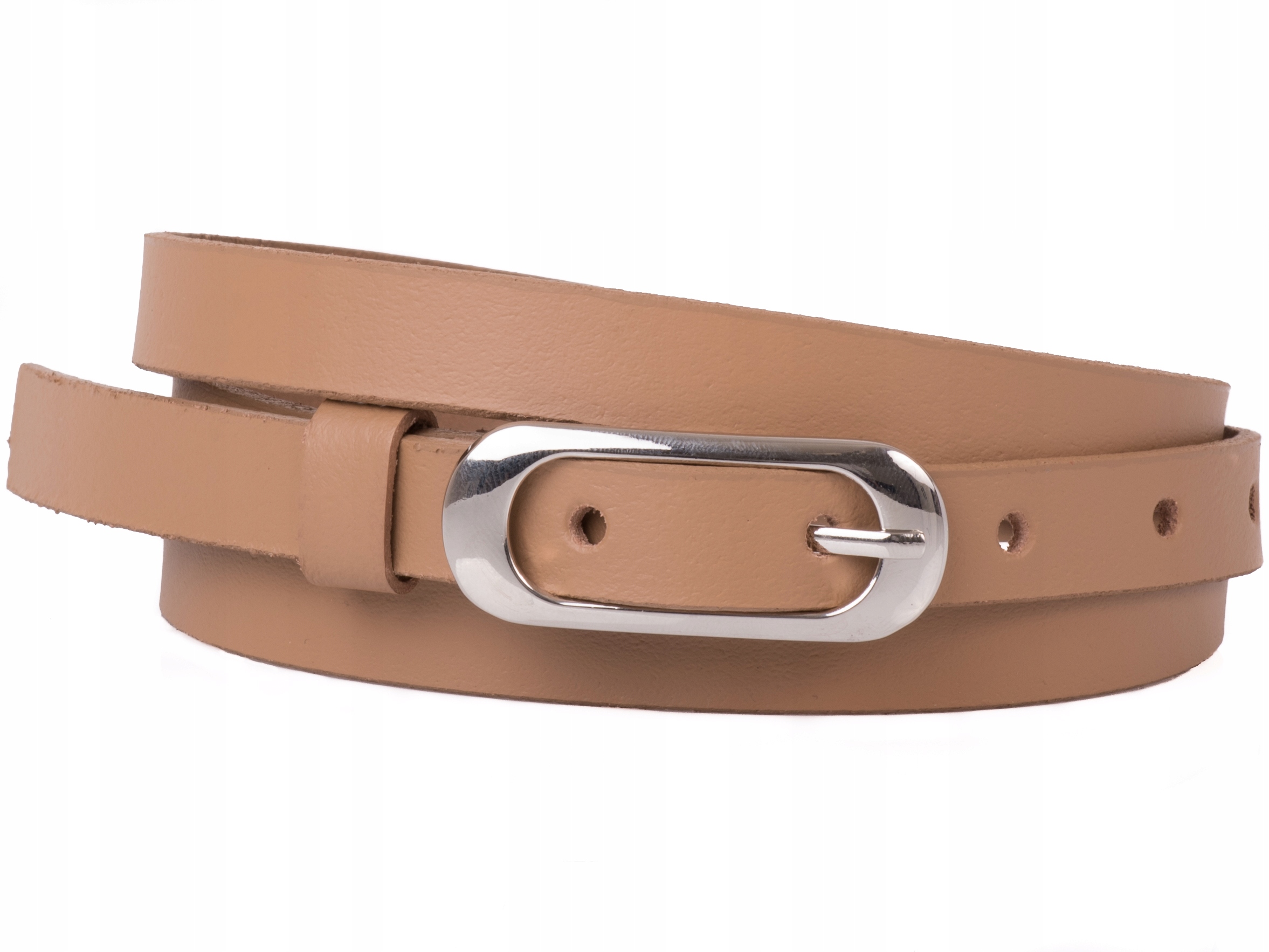 

Damski Skórzany pasek 1,5cm Cielisty |90obw