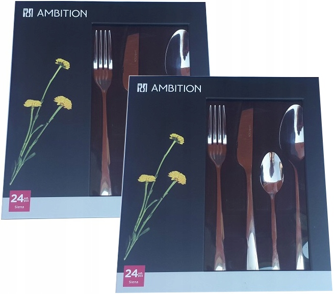 Ambition 48 Sztućce Obiadowe Nierdzewne Siena Zestaw 2x 24 Komplet 12 Osób