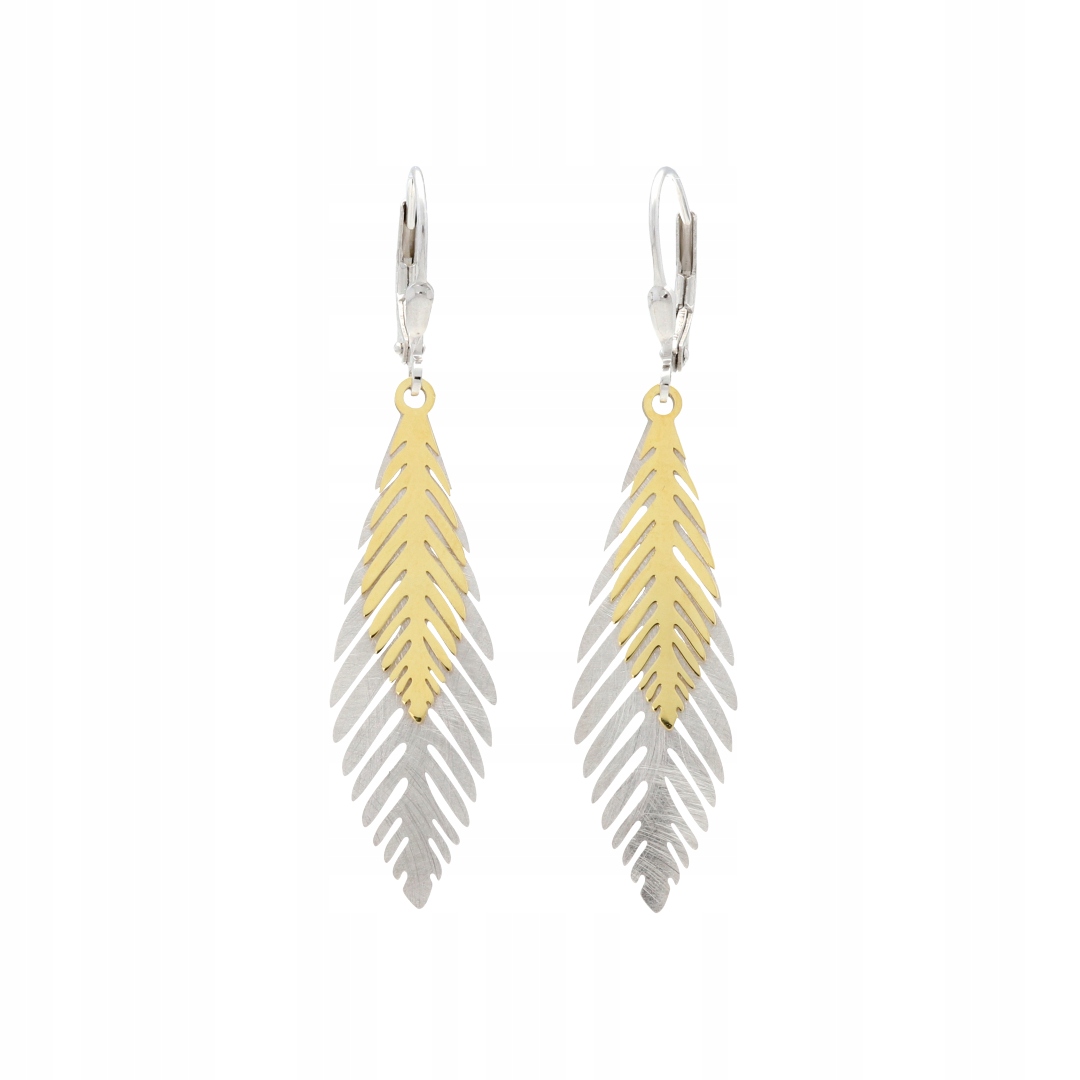 Náušnice se satinovanými listy stříbro