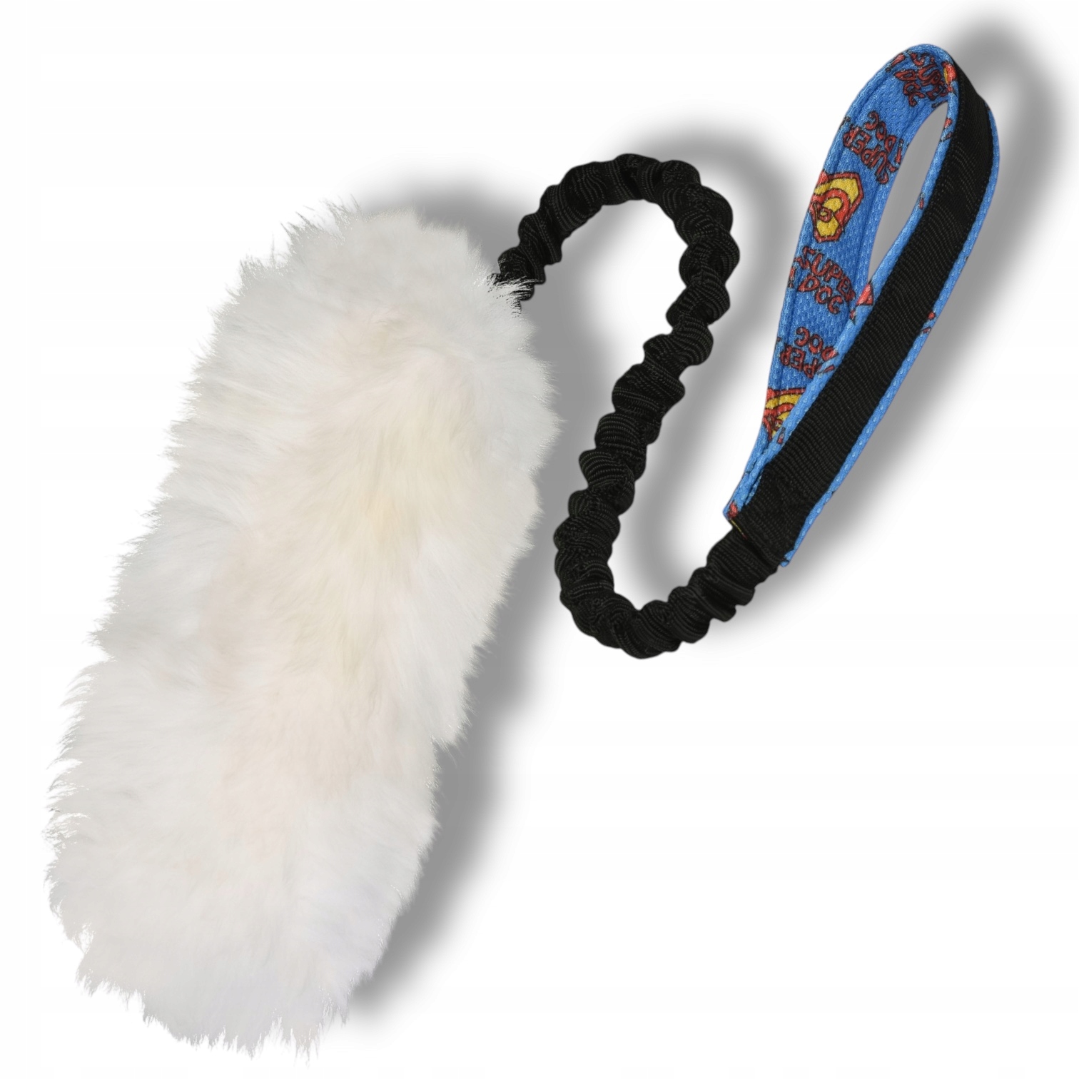 Přírodní přetahovadlo s kožešinou a tlumičem, ideální pro hru a výcvik psa