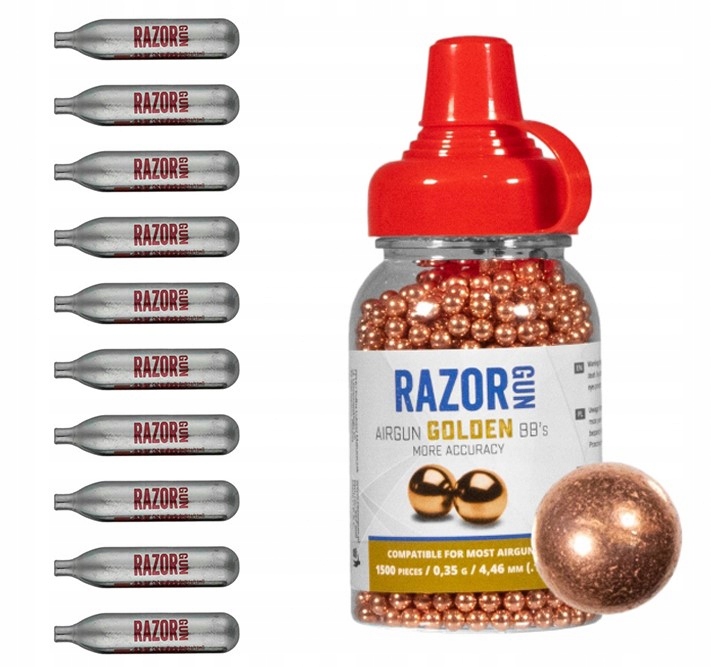 RazorGun Golden 4,46 mm Śrut BBs 1500 szt. 20 kapsuł CO2
