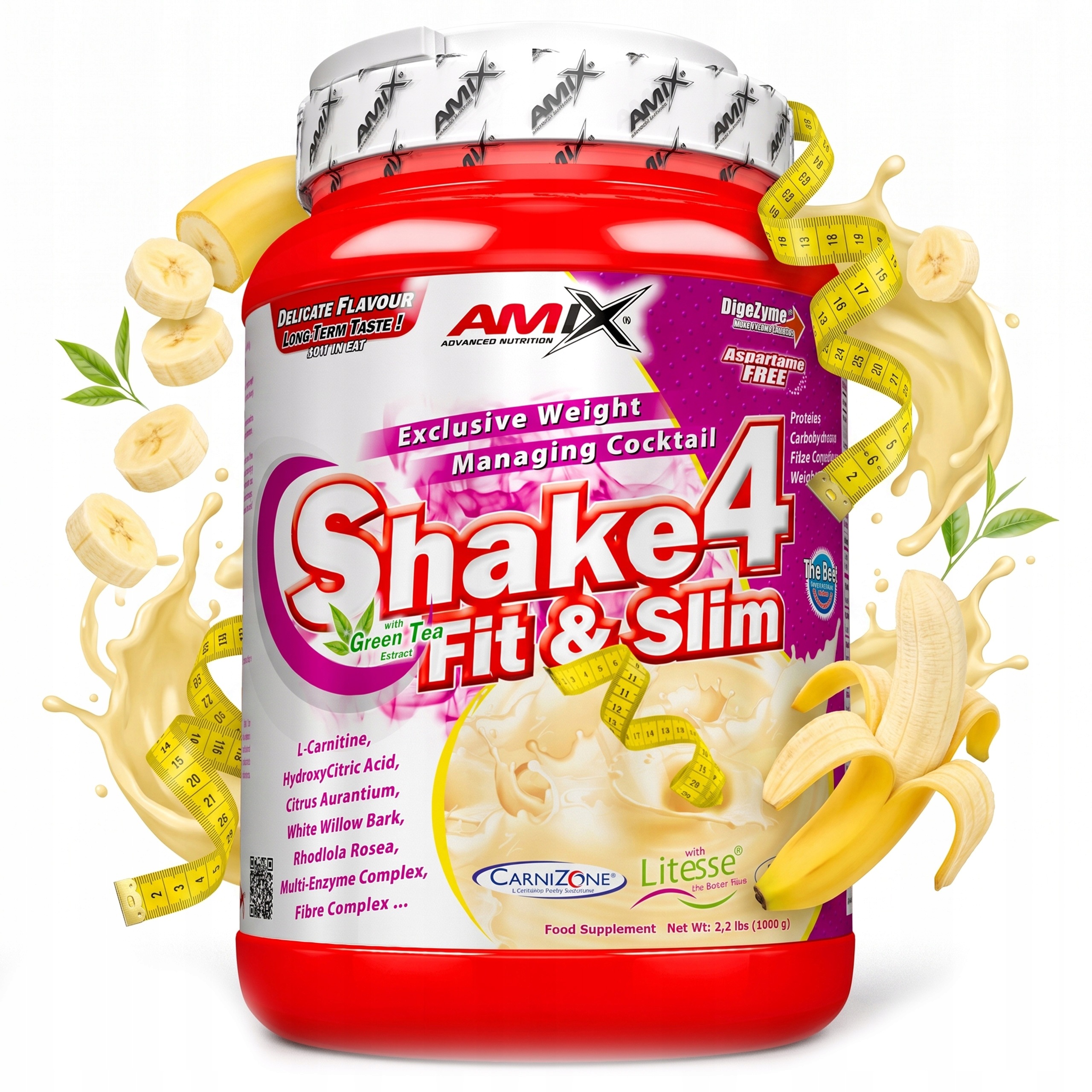 Náhradní jídlo Amix Shake 4 Fit Slime – dietní koktejl pro hubnutí