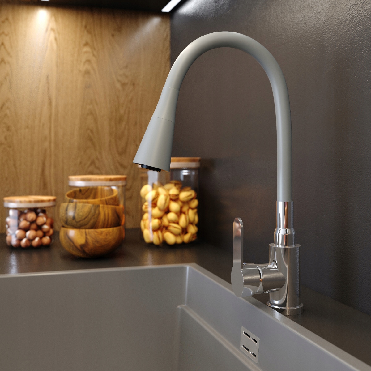 ZLEW GOSPODARCZY SZARY KOMORA TECHNICZNA BATERIA Z ELASTYCZNĄ WYLEWKĄ PARON EAN (GTIN) 5905036620022