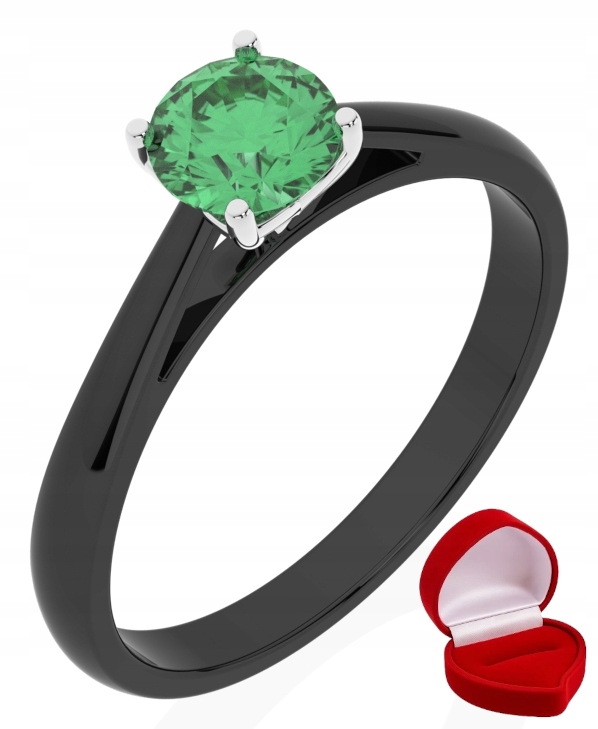 Prstýnek, černé zlato, smaragd 0,50 ct R20