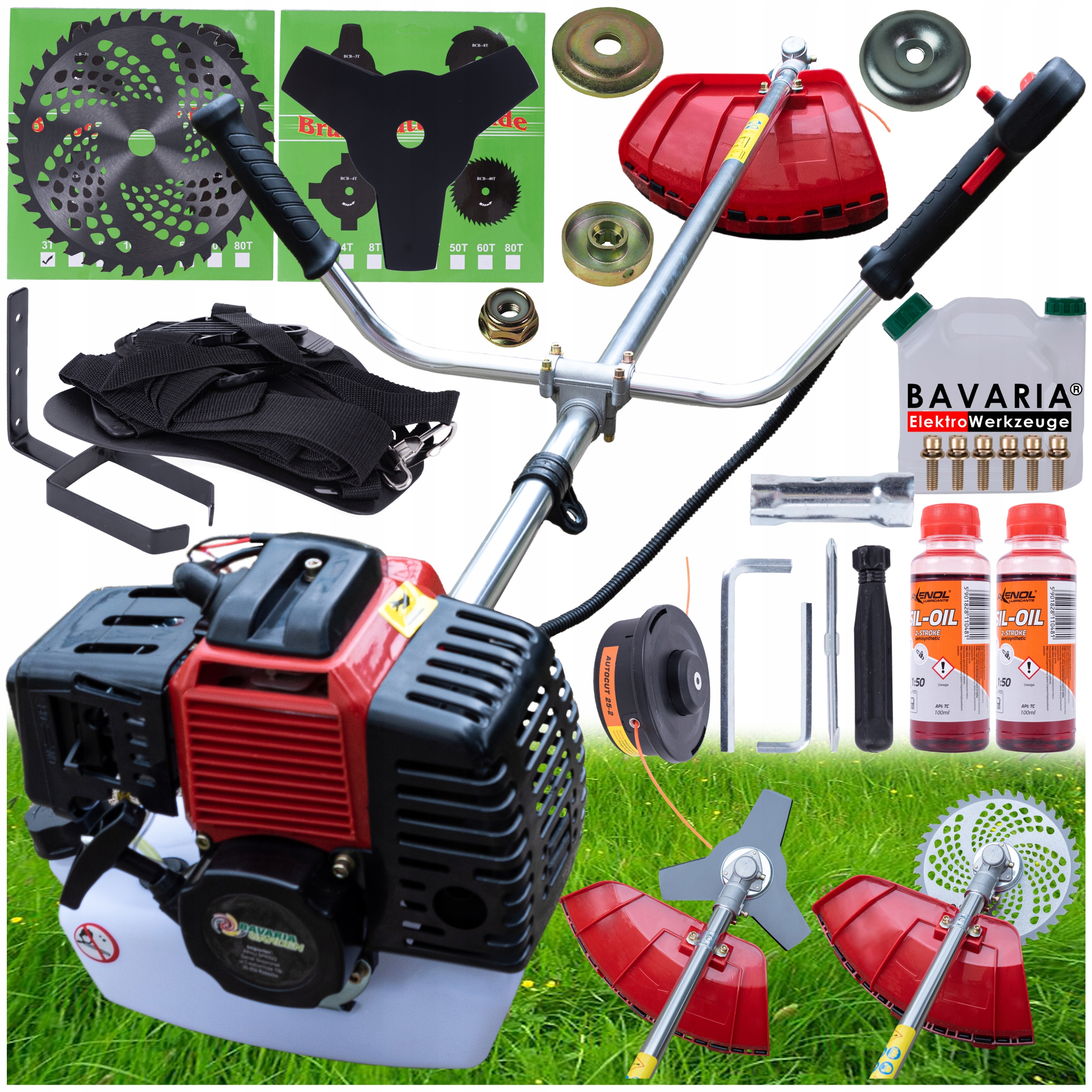 Kosa Spalinowa Kosiarka Podkaszarka Silnik 6,1KM Wykaszarka Zestaw XXL