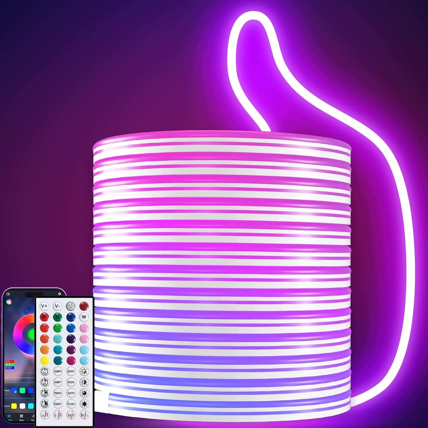 Neonová Led Páska 20M 5050 Rgb Aplikace Dálkový Ovladač Voděodolná 24V Páska