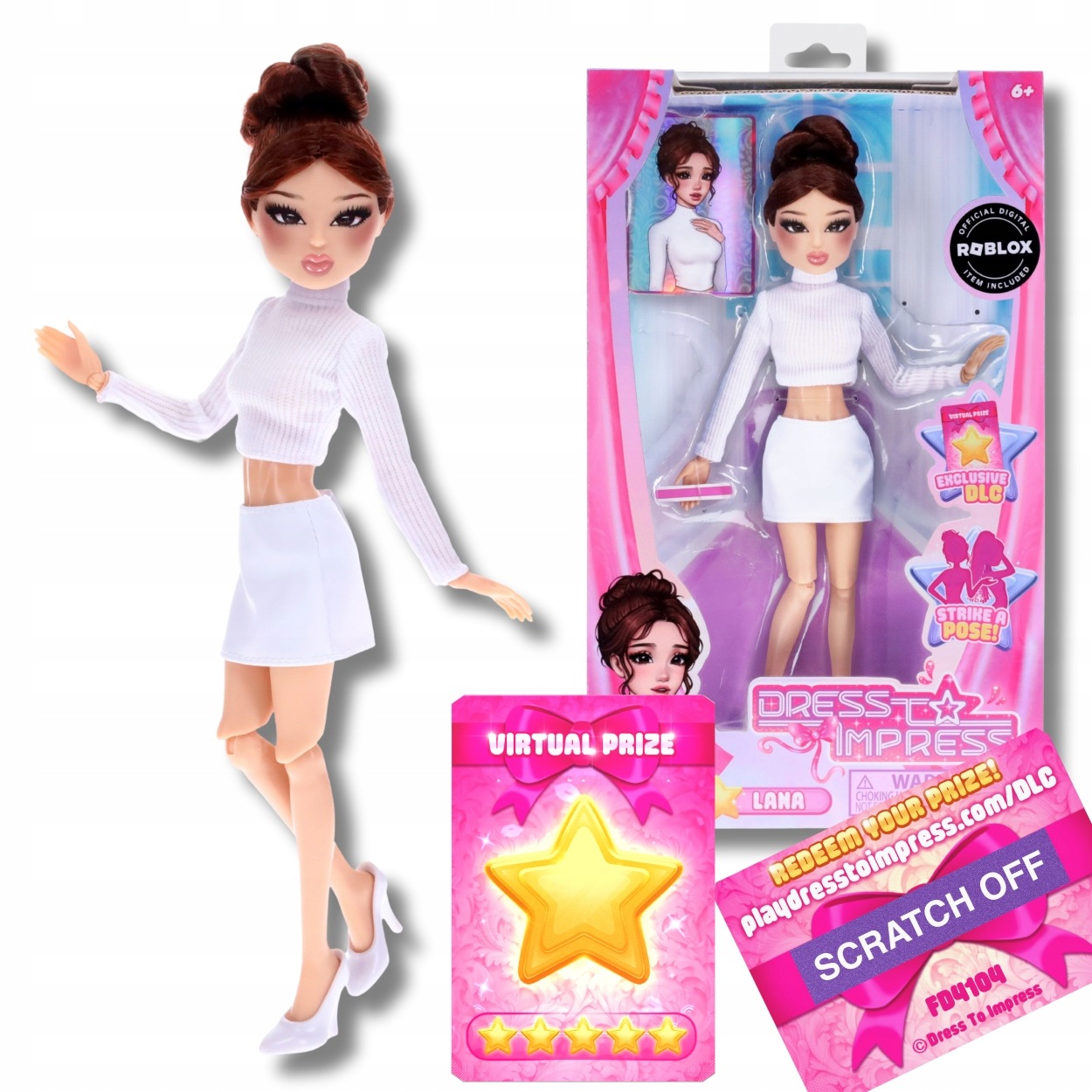 Dress To Impress panenka Lana 29 cm Roblox s kódem DLC, módní