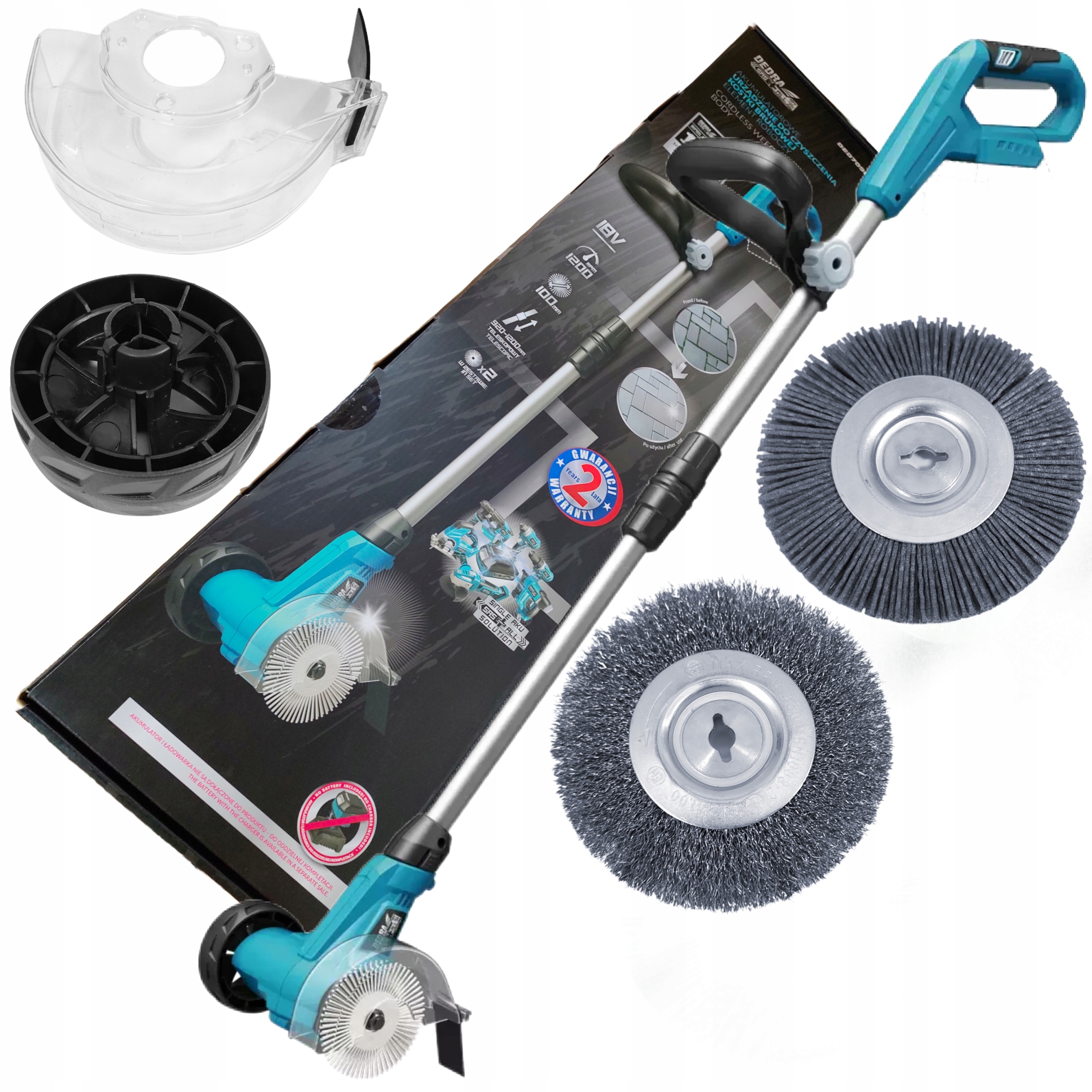 DEDRA SZCZOTKA AKUMULATOROWA DO KOSTKI BRUKOWEJ CHWASTÓW MCHU 18V DED7098