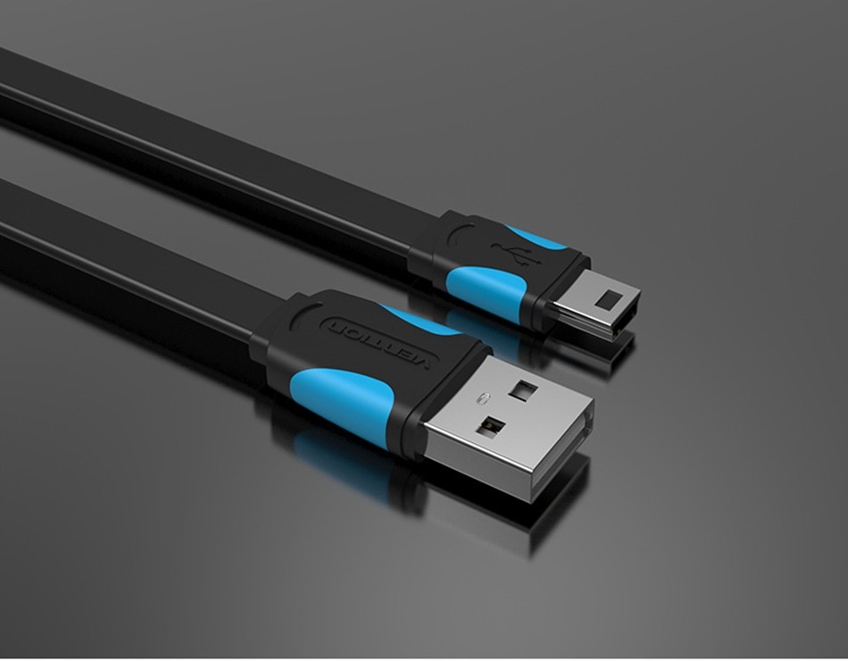 VENTION Kabel HQ Płaski OFC USB -- Mini USB 1,5m Kolor czarny