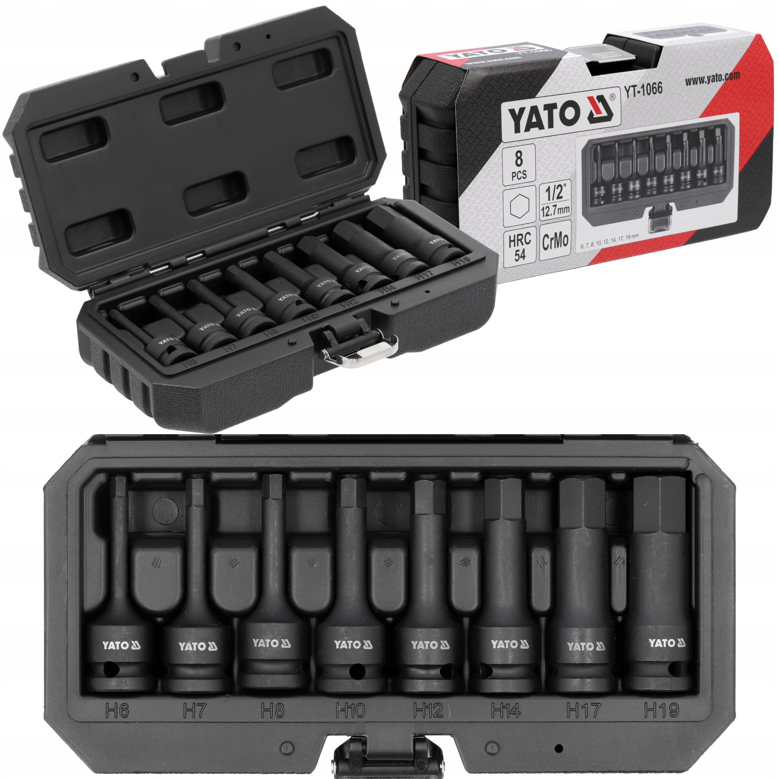 Yato Udarowe Klucze Imbusowe Trzpieniowe Imbus 1/2" Hex 6-19mm 8cz