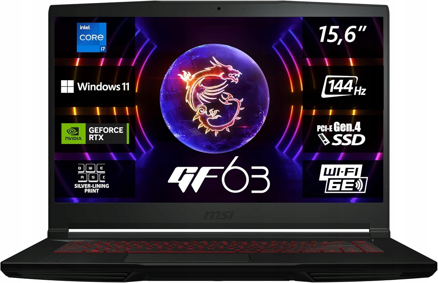 Notebook Msi Thin GF63 12VF i7-12650H 15.6" Fhd 144Hz 16GB/512GB Rtx 4060 W11