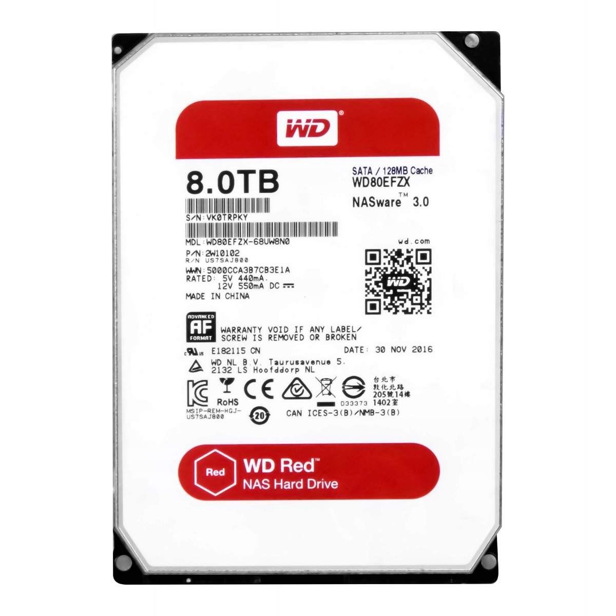 Wd Red 8TB 5.4K 128MB Sata III 3.5'' WD80EFZX NASware 3.0