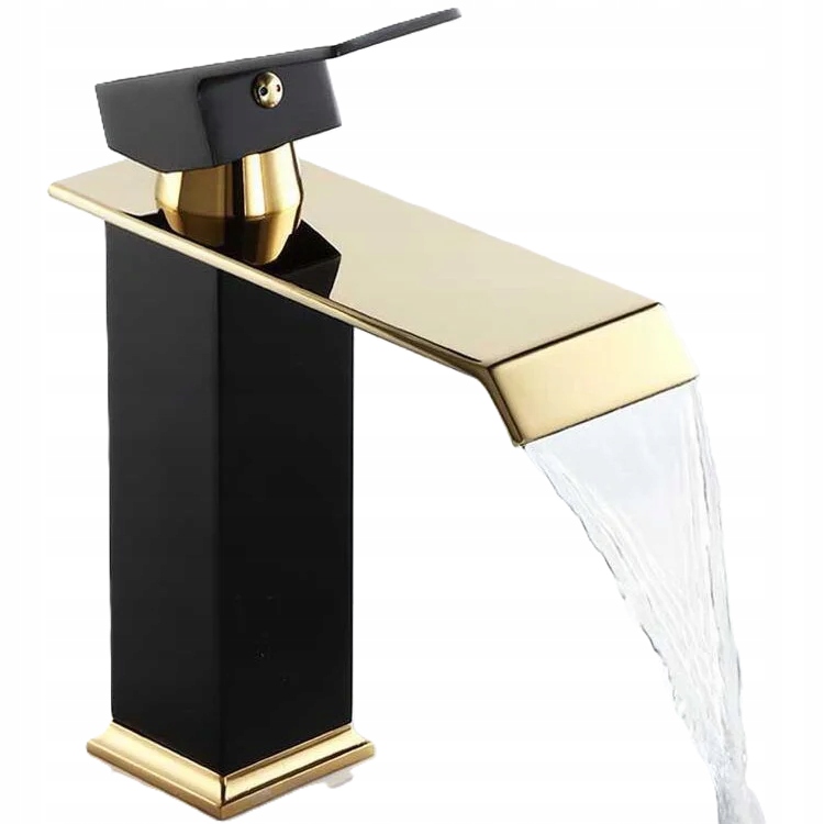 Čierna zlatá umývadlová batéria Qvadro Bkg