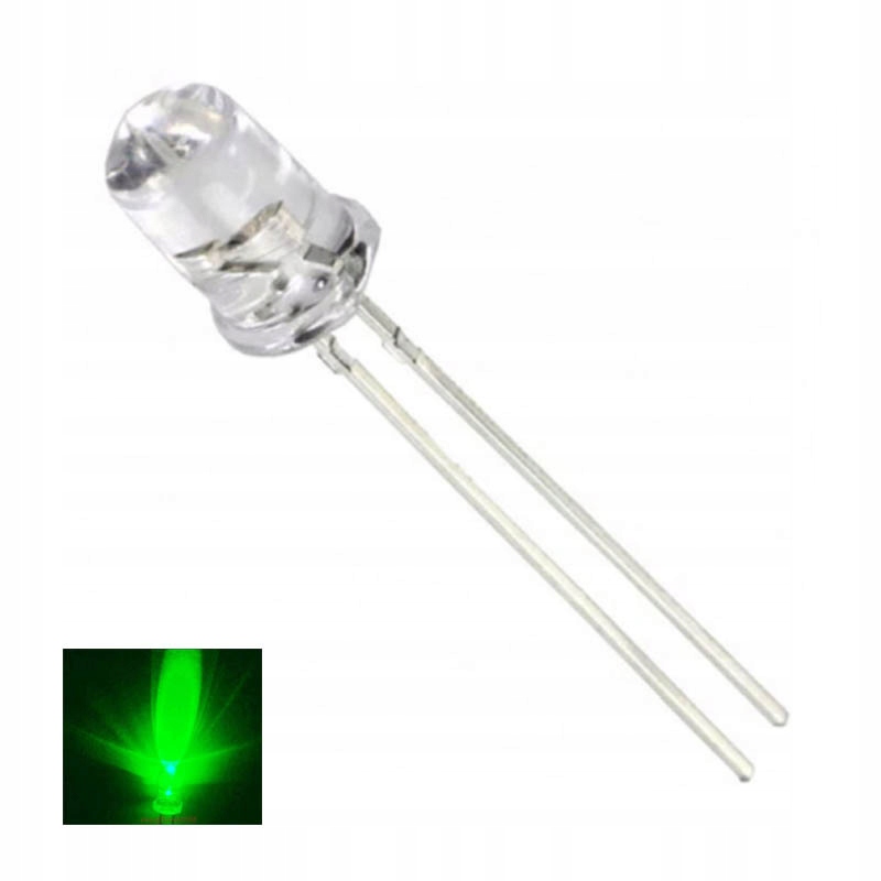 Dyfuzyjna DIODA 5mm LED 12V ZIELONA HQ CLEAR