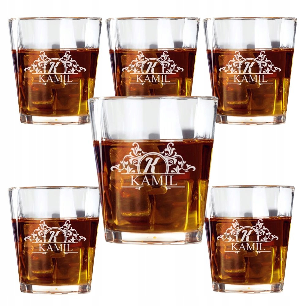 6x Szklanka do Whisky z Imieniem Grawerem Personalizowana na Prezent Wzory