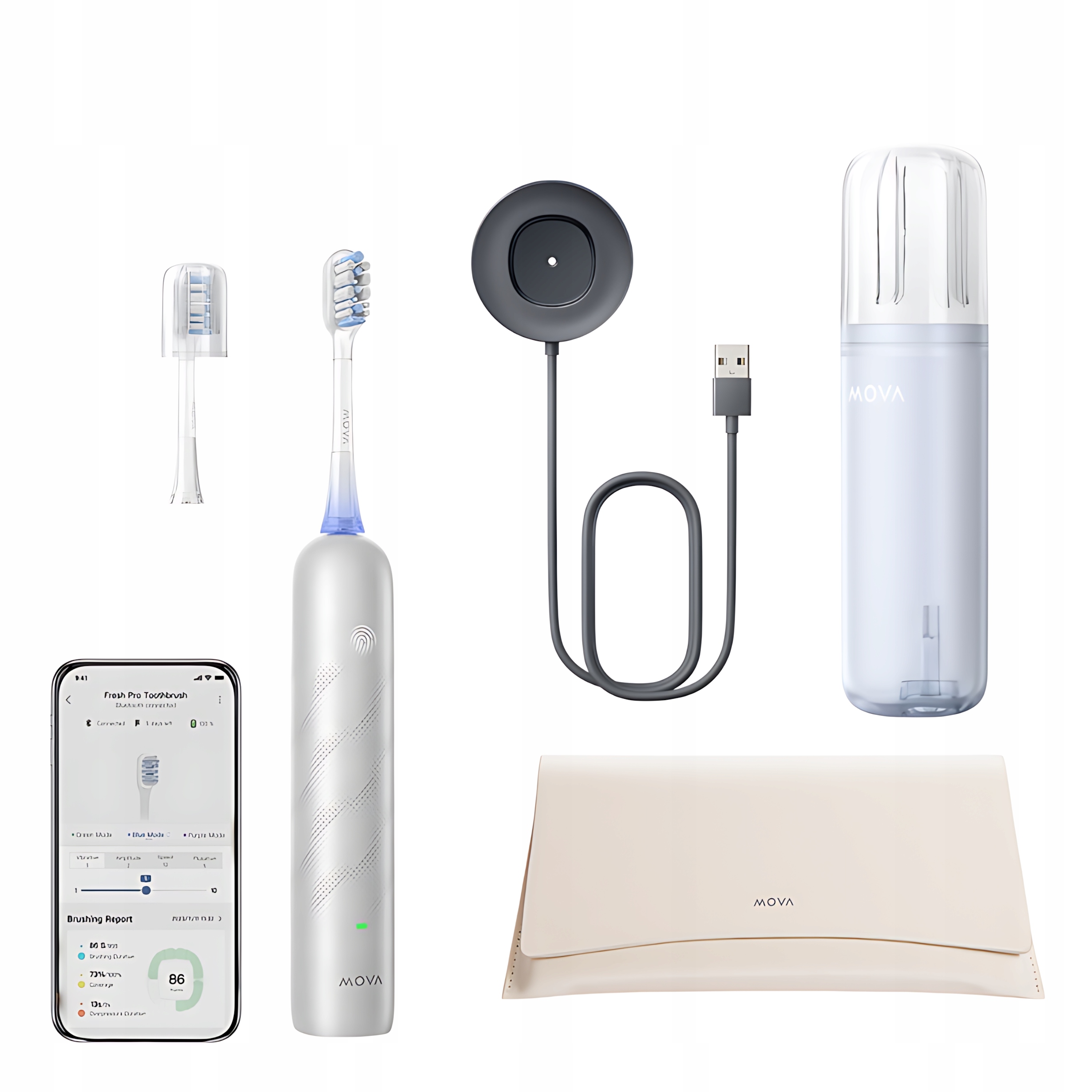 Szczoteczka Elektryczna Mova Fresh Pro Obrotowo Pulsacyjna Srebrna Ipx7