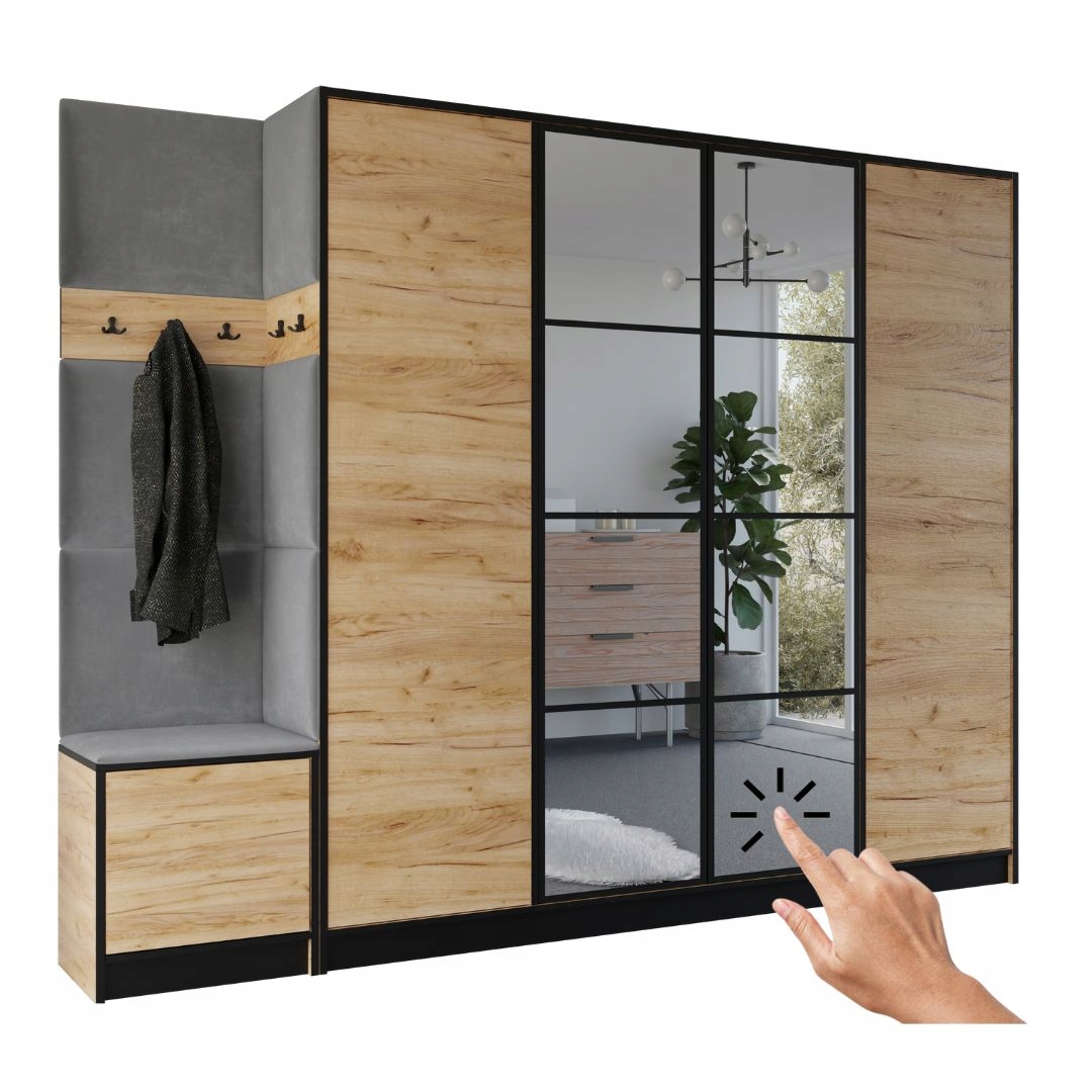 Šatní skříň Costa 15 dub craft zlatý šedá tkanina Vzor 1