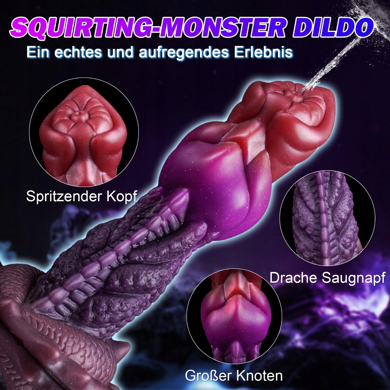 SPRITZ MONSTER Dildo 19cm Silikon Drachendildo z Przyssawką — miniatura 7