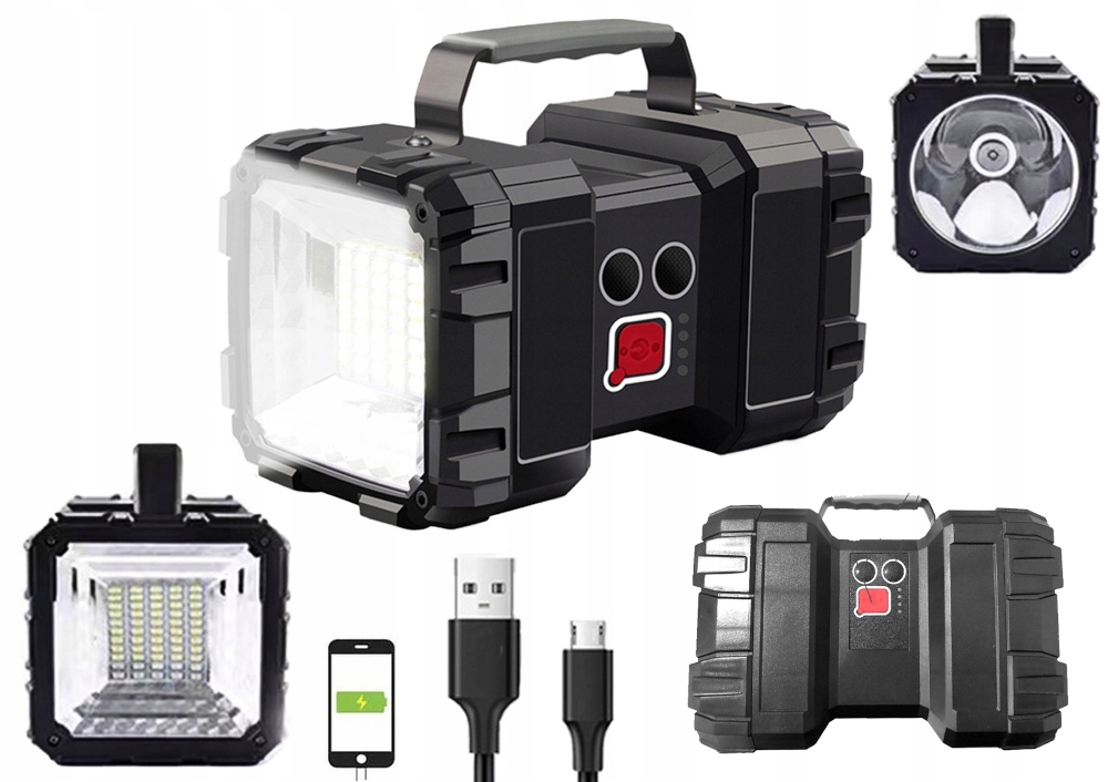 LATARKA AKUMULATOROWA LED SZPERACZ MOCNA POWERBANK