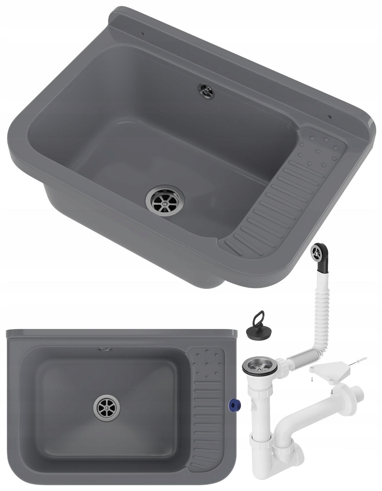 Šedý dřez technický dřez do kotelny, technická komora Polo Syfon