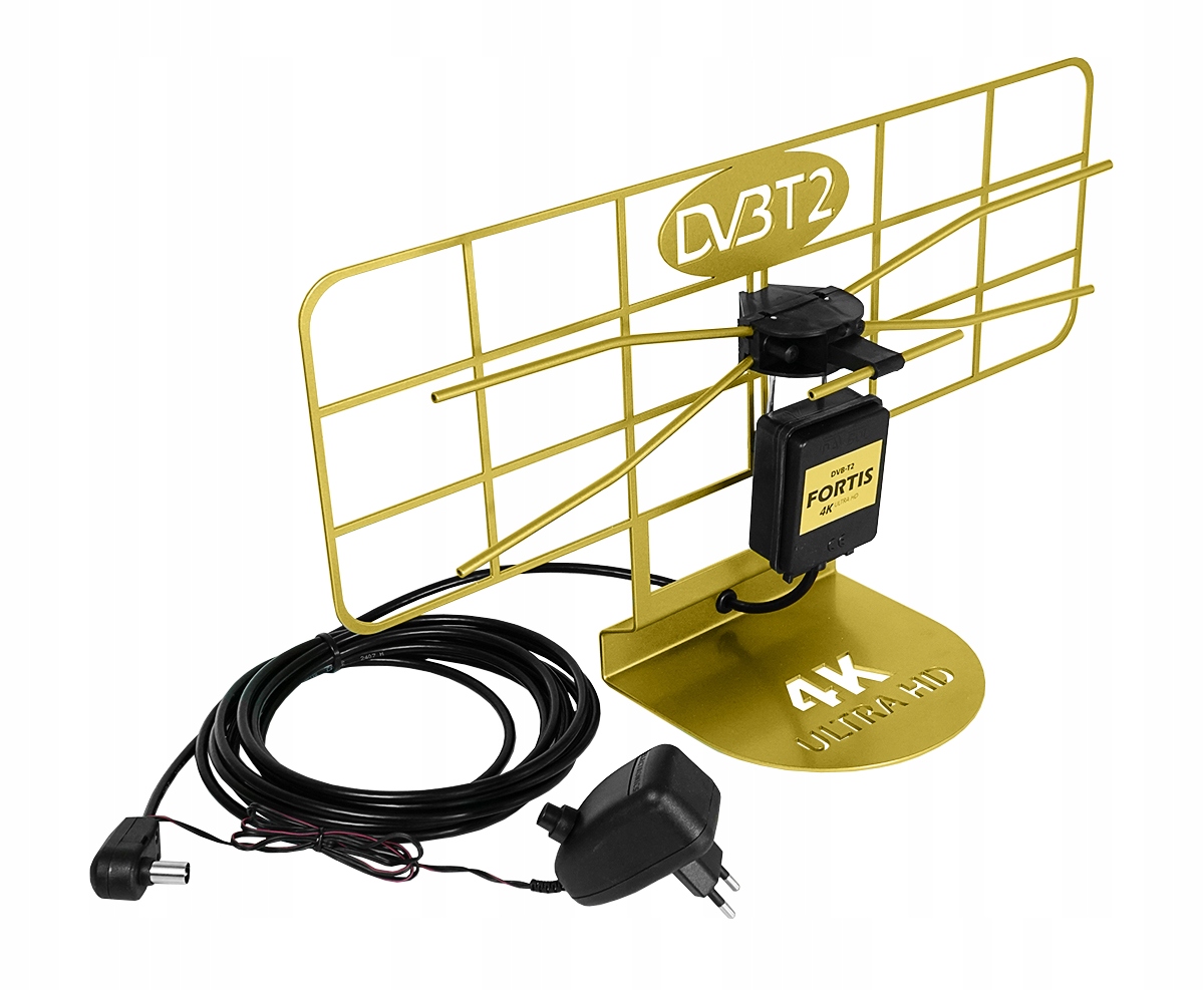 Nejvýkonnější Pokojová Anténa DVB-T2 4K Prémiový Filtr Lte Fortis Gold