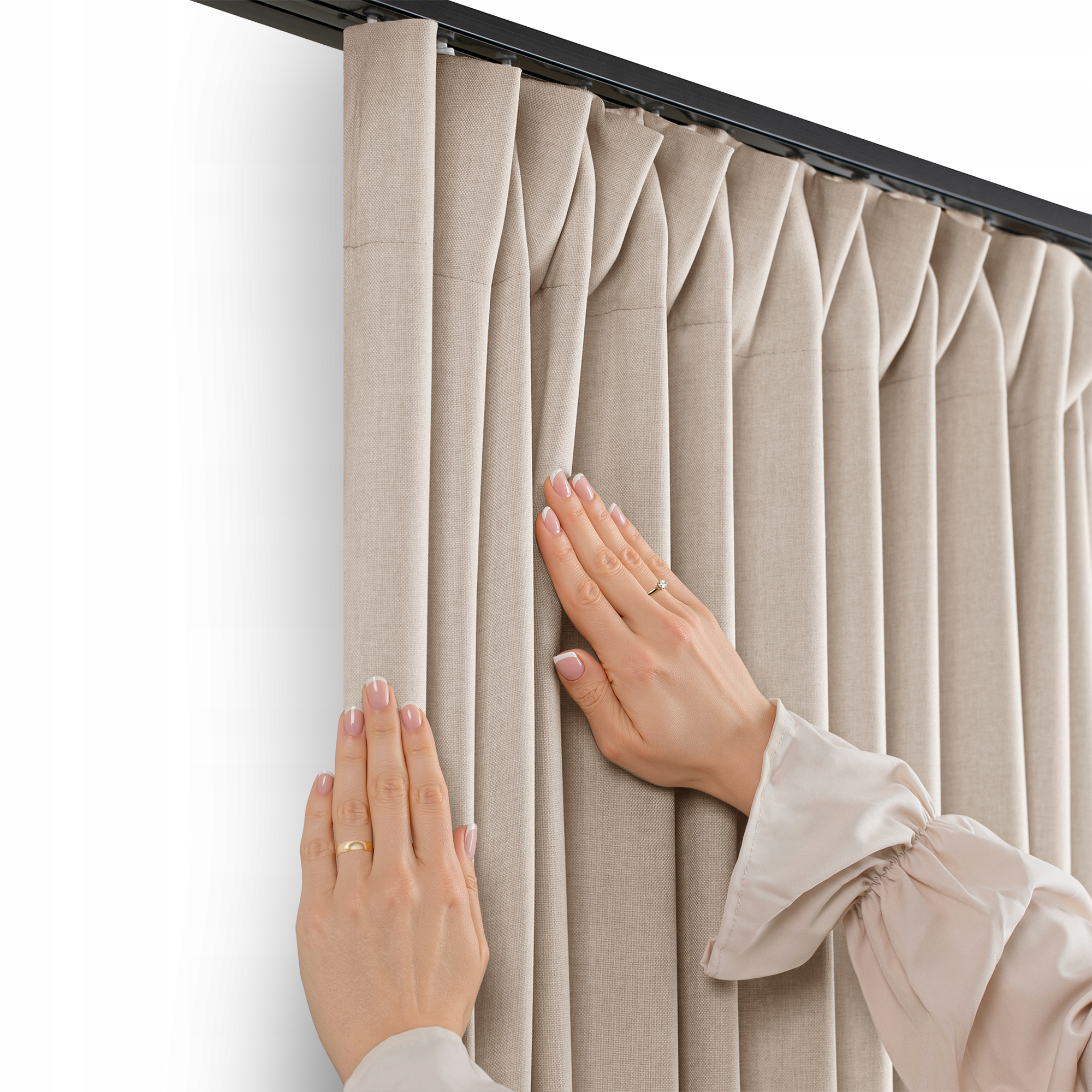 Filumi Záclony na vlnitej páske s prírodnou textúrou, béžové, 350 x 235