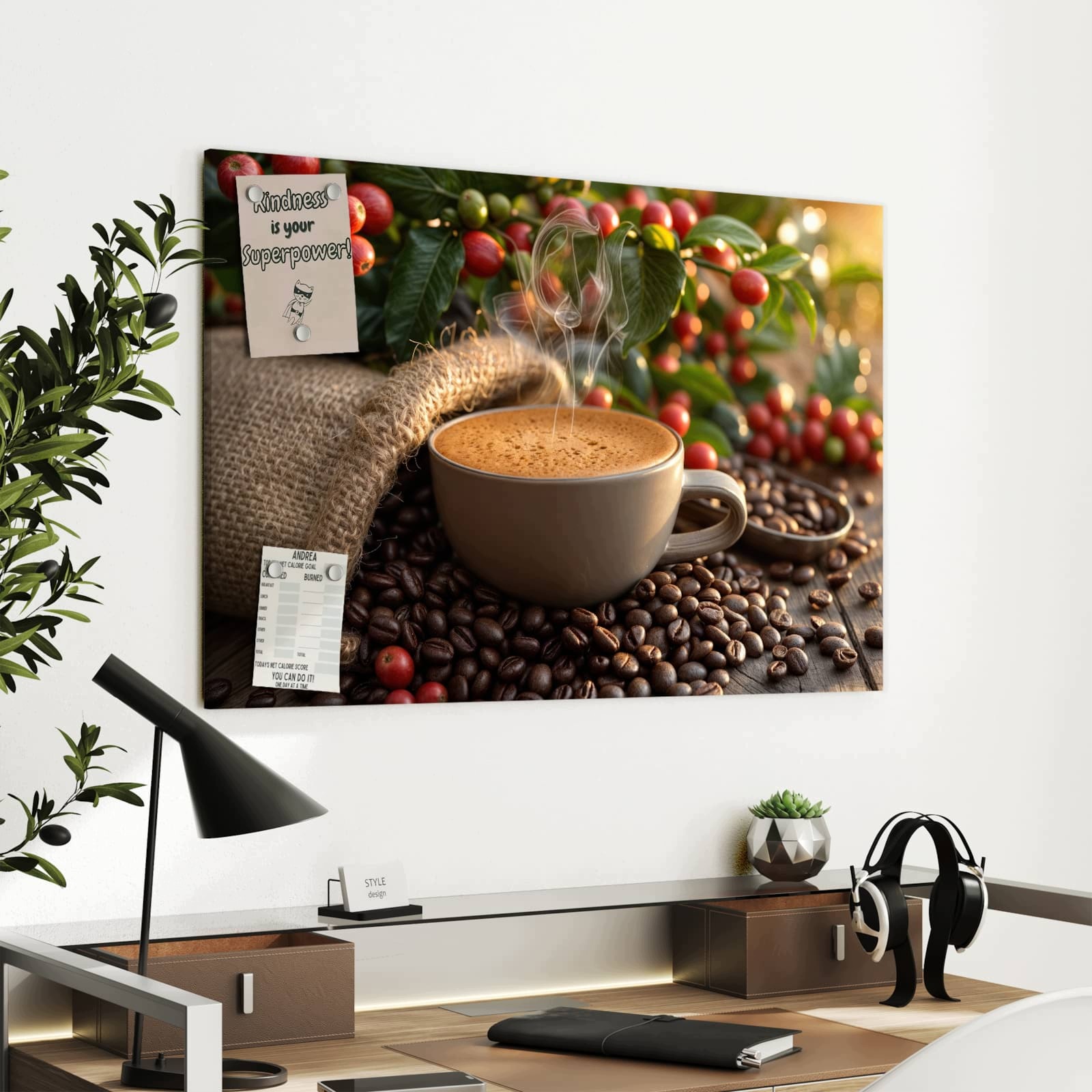 Magnetická tabule Ráno zbioru kávy 90 × 60 cm