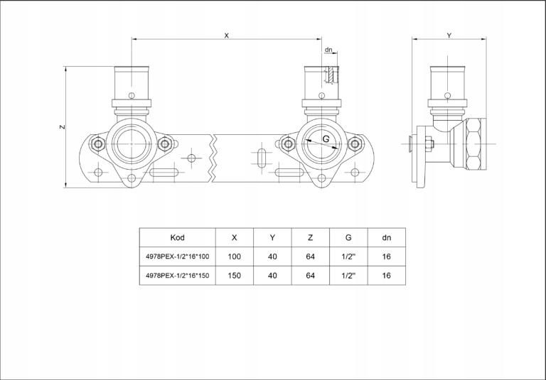 LISTWA BATERYJNA PEX ZESPÓŁ MONTAŻOWY ZAPRASOWYWANA 16X1/2X100 ZPR DIAMOND Marka Diamond