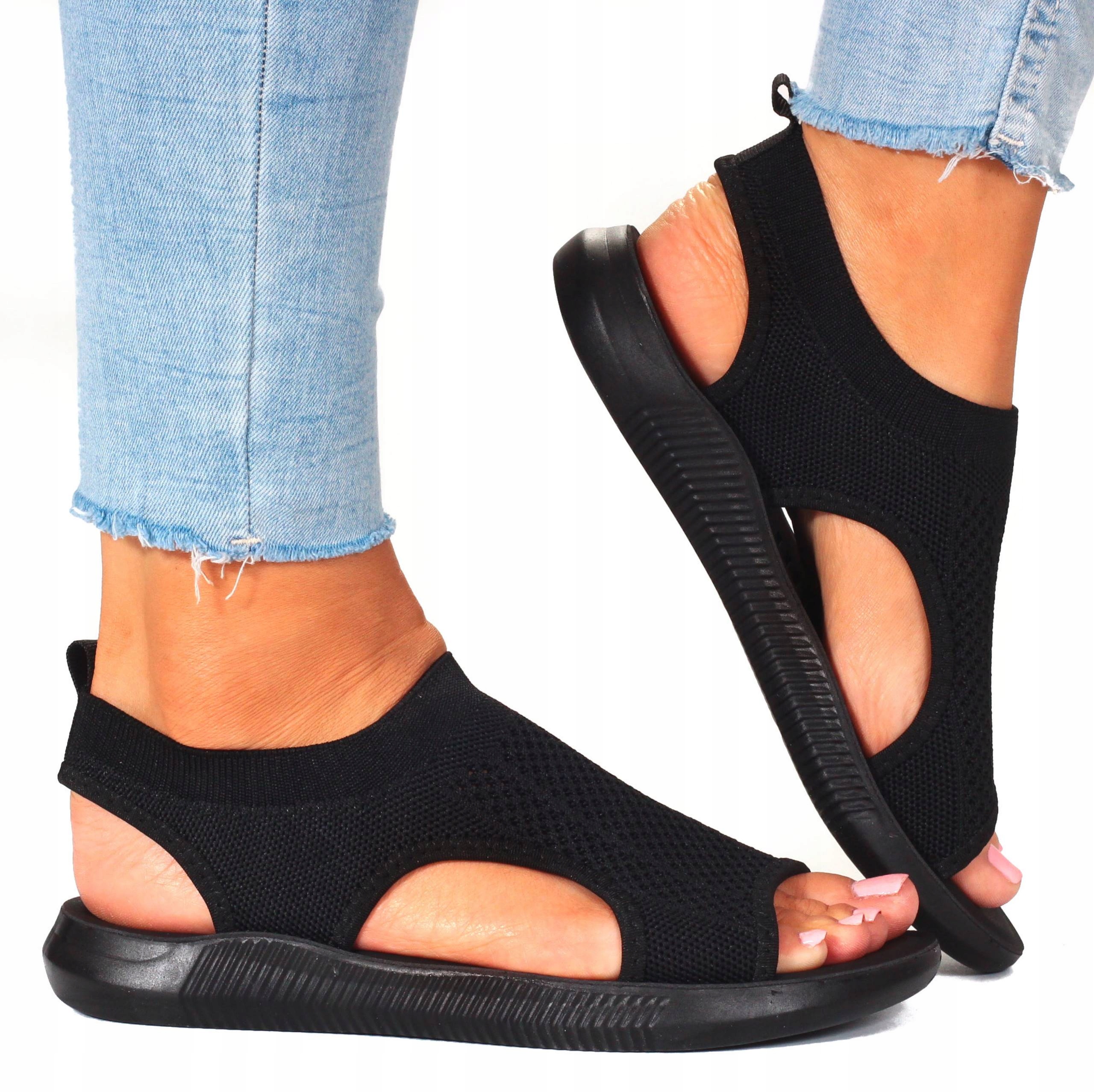 CZARNE SPORTOWE SANDAŁY DAMSKIE LEKKIE LETNIE Marka inna