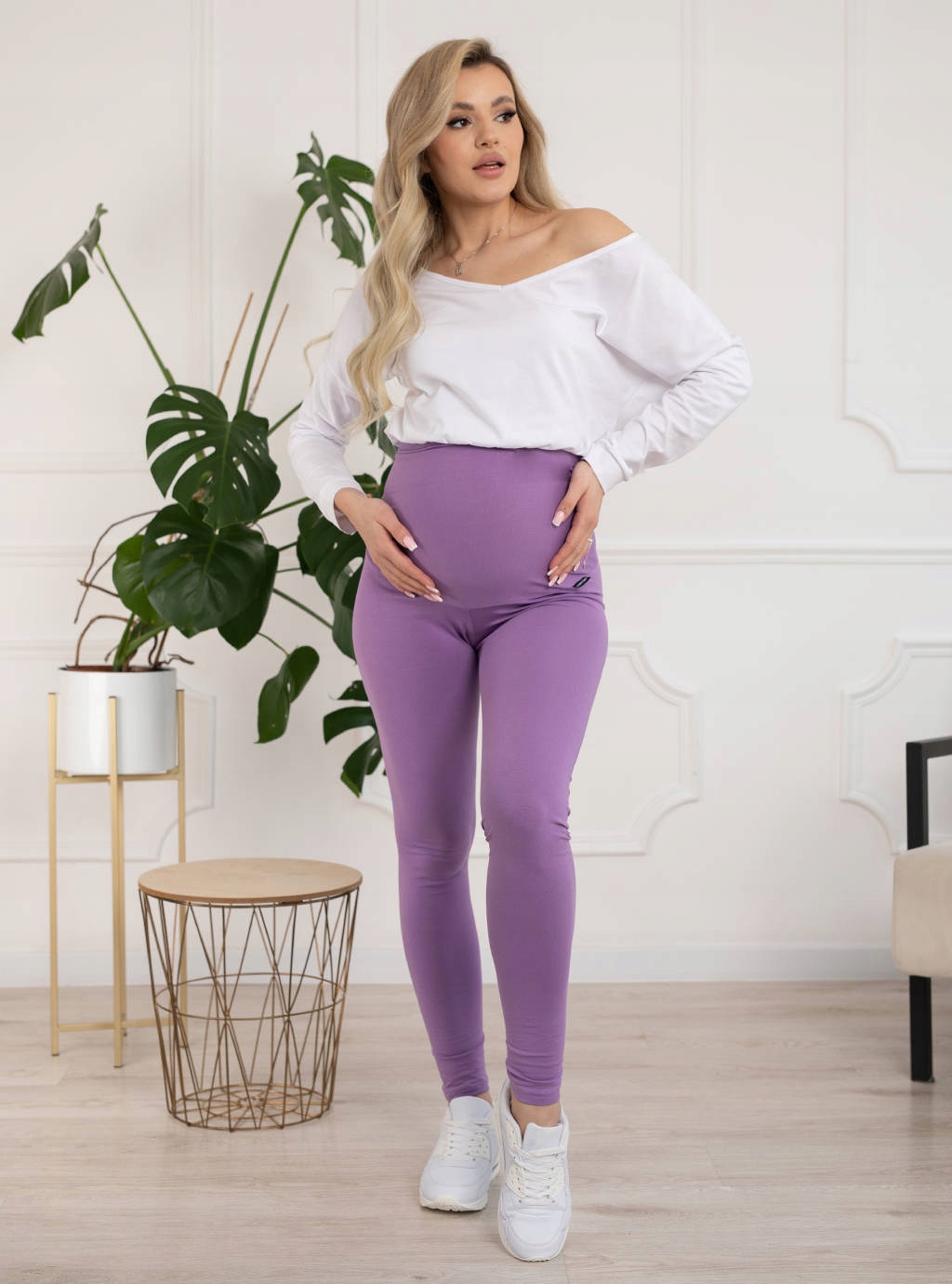 LEGGINSY CIĄŻOWE BAWEŁNIANE DŁUGIE GETRY PANEL LEGINSY M Rozmiar M