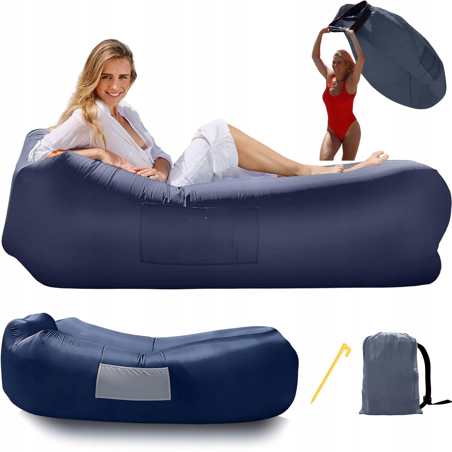 Nafukovací Rozkládací Pohovka Lazy Bag Lehátko Křeslo Na Pláž 200 CM Odolná