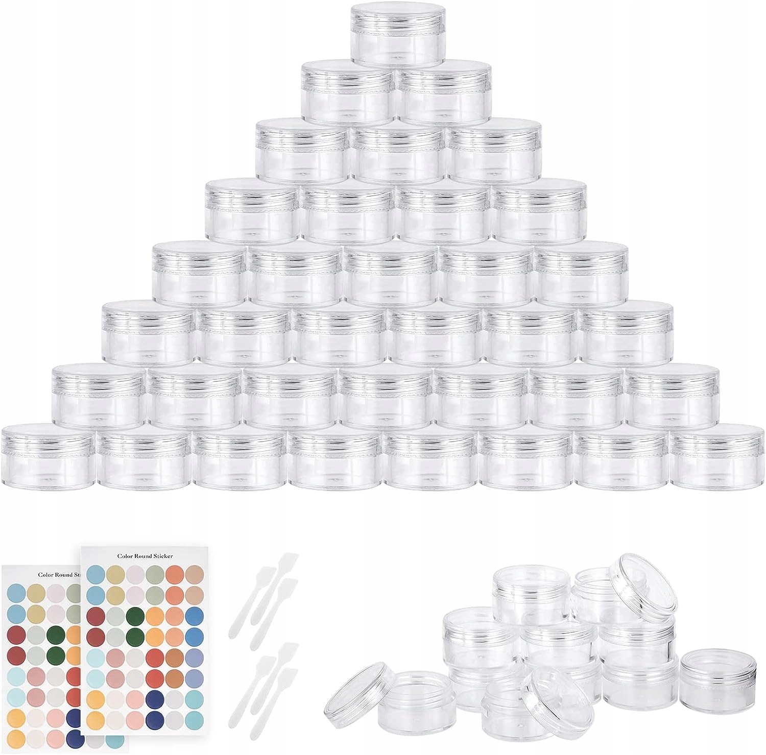 64 x Plastová Sklenička Na Krém Kosmetika Koření Šroubovací Malý