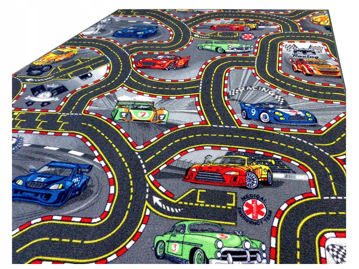 Ковер KIDS SMART Серый Коврик Cars Автомобиля 200x300