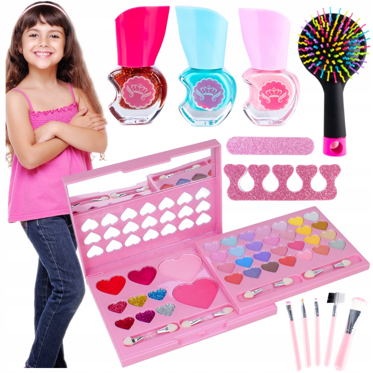 

Zestaw kosmetyków rozkładany makijaż cienie lakier